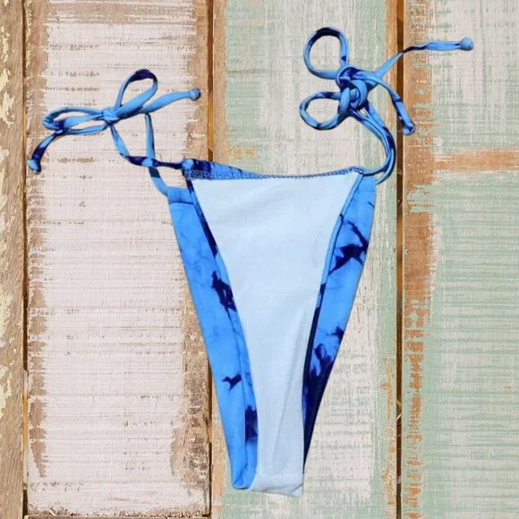 Blue Tie-Dye Triangle Bikini Set Size Small – Adjustable & Beach Ready - Picture 8 of 13